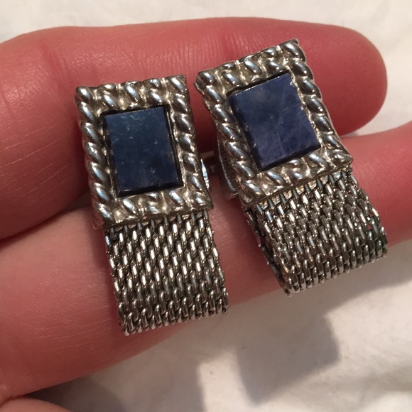 Vintage Other - Blue lapis vintage unisex silvertone cufflinks